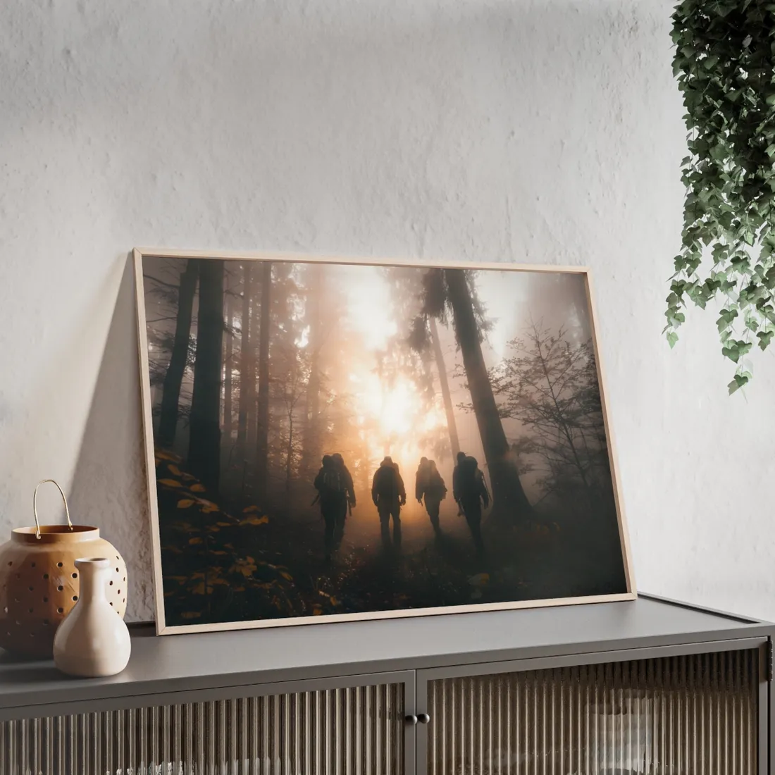 Adventure Through The Mysterious Forest: Group Expedition - Framed Poster