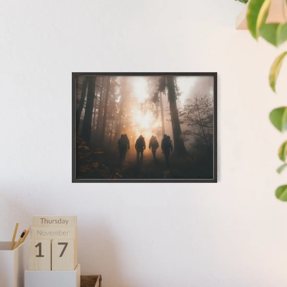 Adventure Through The Mysterious Forest: Group Expedition - Framed Poster