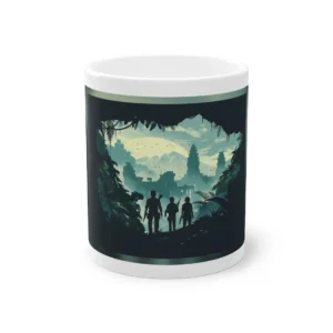 Silhouetted Figures in Jungle Ruins Mug