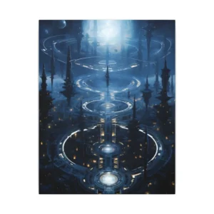 Glowing Ring City Spires Canvas Print