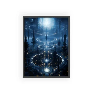 Glowing Ring City Spires Framed Poster