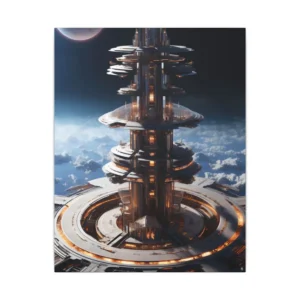 Futuristic Tower in Space Canvas Print