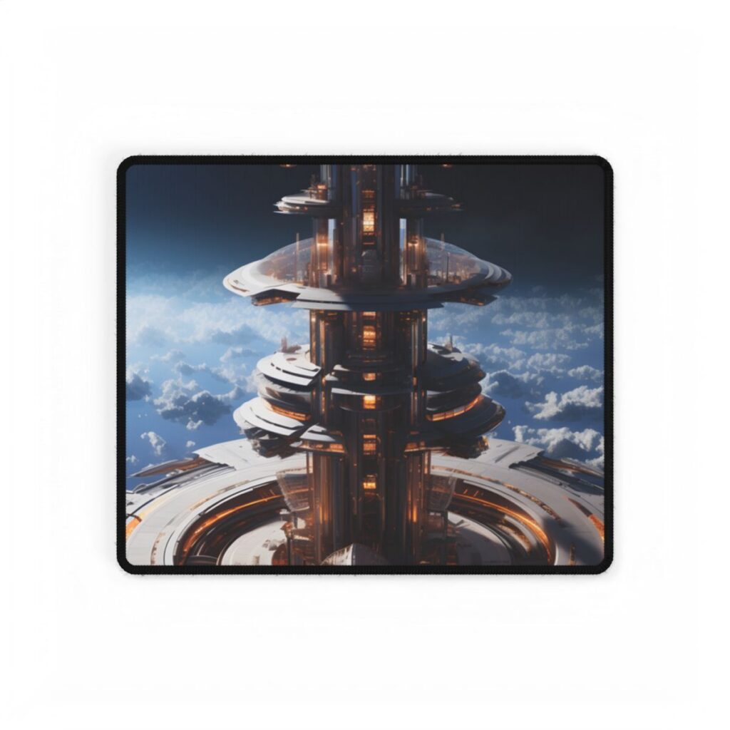 Aetherial Space Station: Industrial Haven with Habitation Windows - Desk Mat