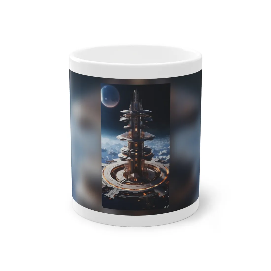 Aetherial Space Station: Industrial Haven with Habitation Windows - Mug