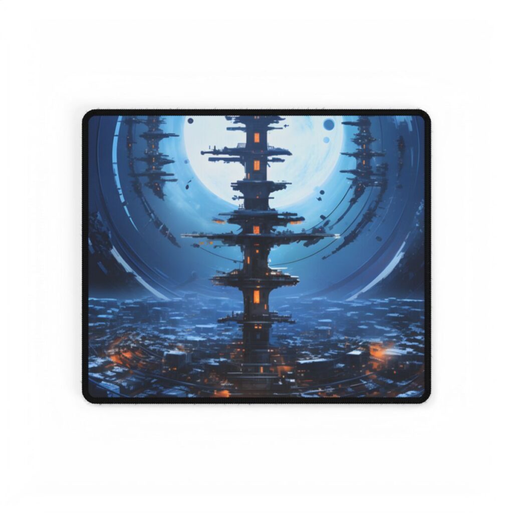 Aetherial Space Station: Low Earth Orbit Digital Art - Desk Mat