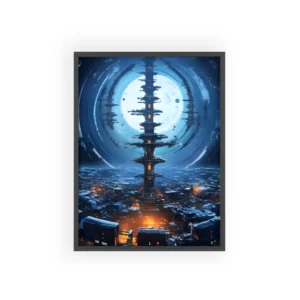 Moonlit Tower City Framed Poster