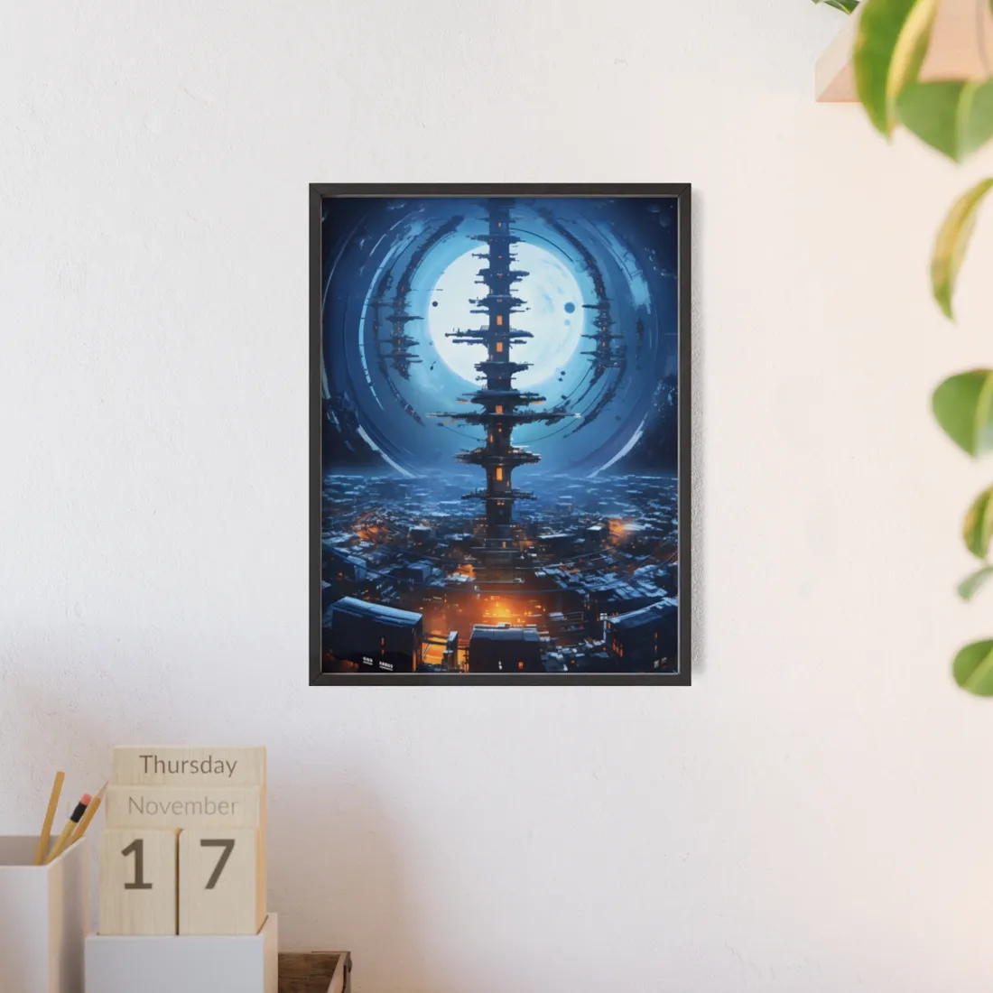 Aetherial Space Station: Low Earth Orbit Digital Art - Framed Poster