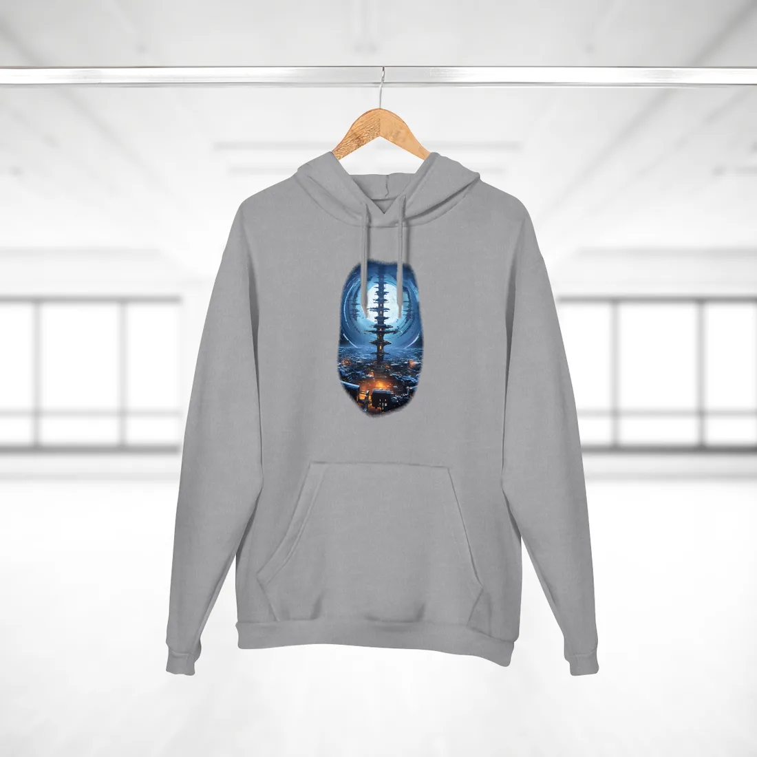 Aetherial Space Station: Low Earth Orbit Digital Art - Hoodie (Heather Grey)