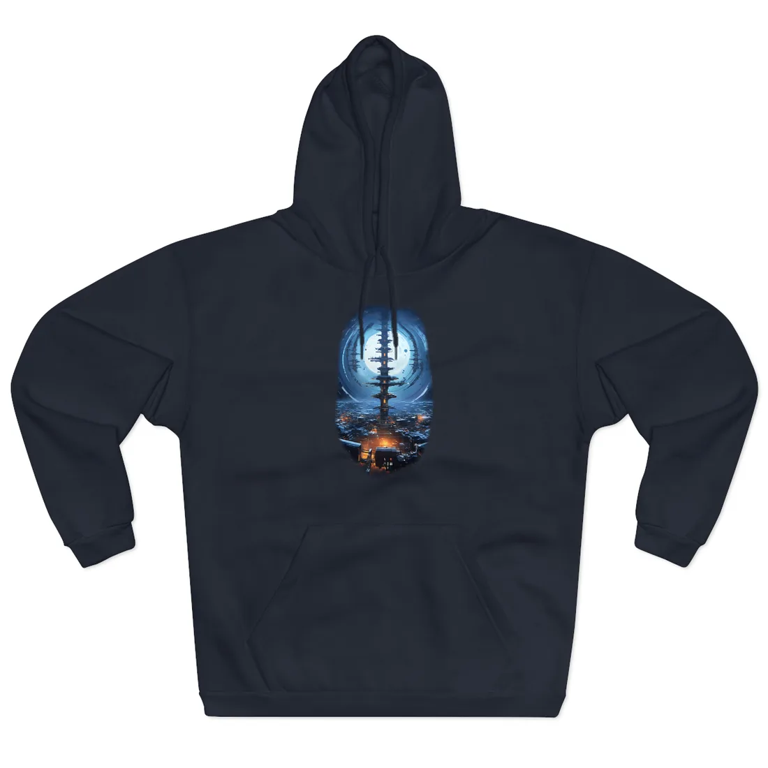 Aetherial Space Station: Low Earth Orbit Digital Art - Hoodie (Navy)