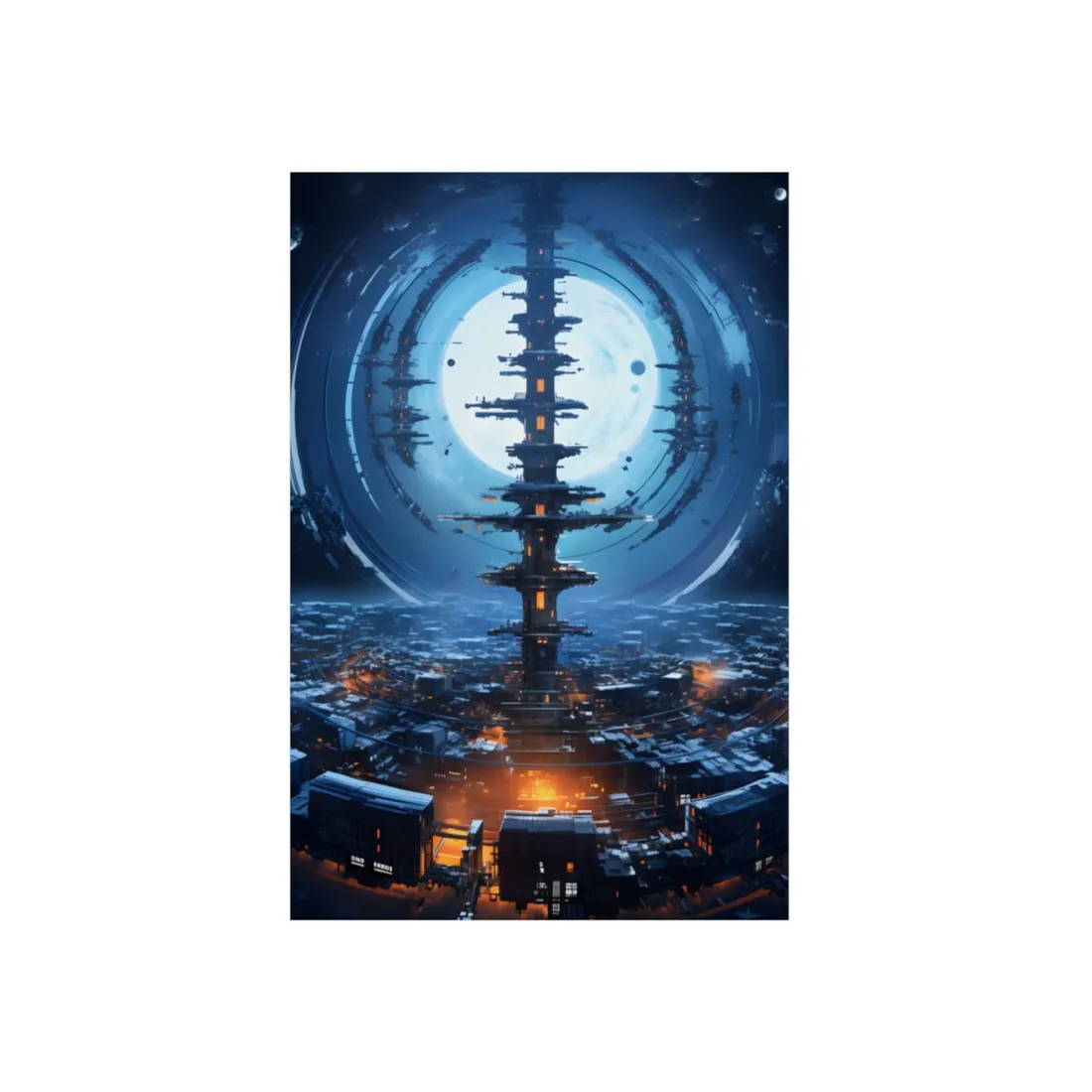 Aetherial Space Station: Low Earth Orbit Digital Art - Metal Poster