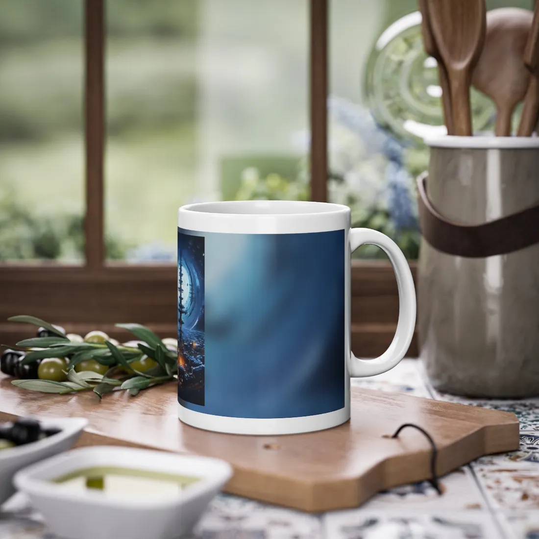 Aetherial Space Station: Low Earth Orbit Digital Art - Mug