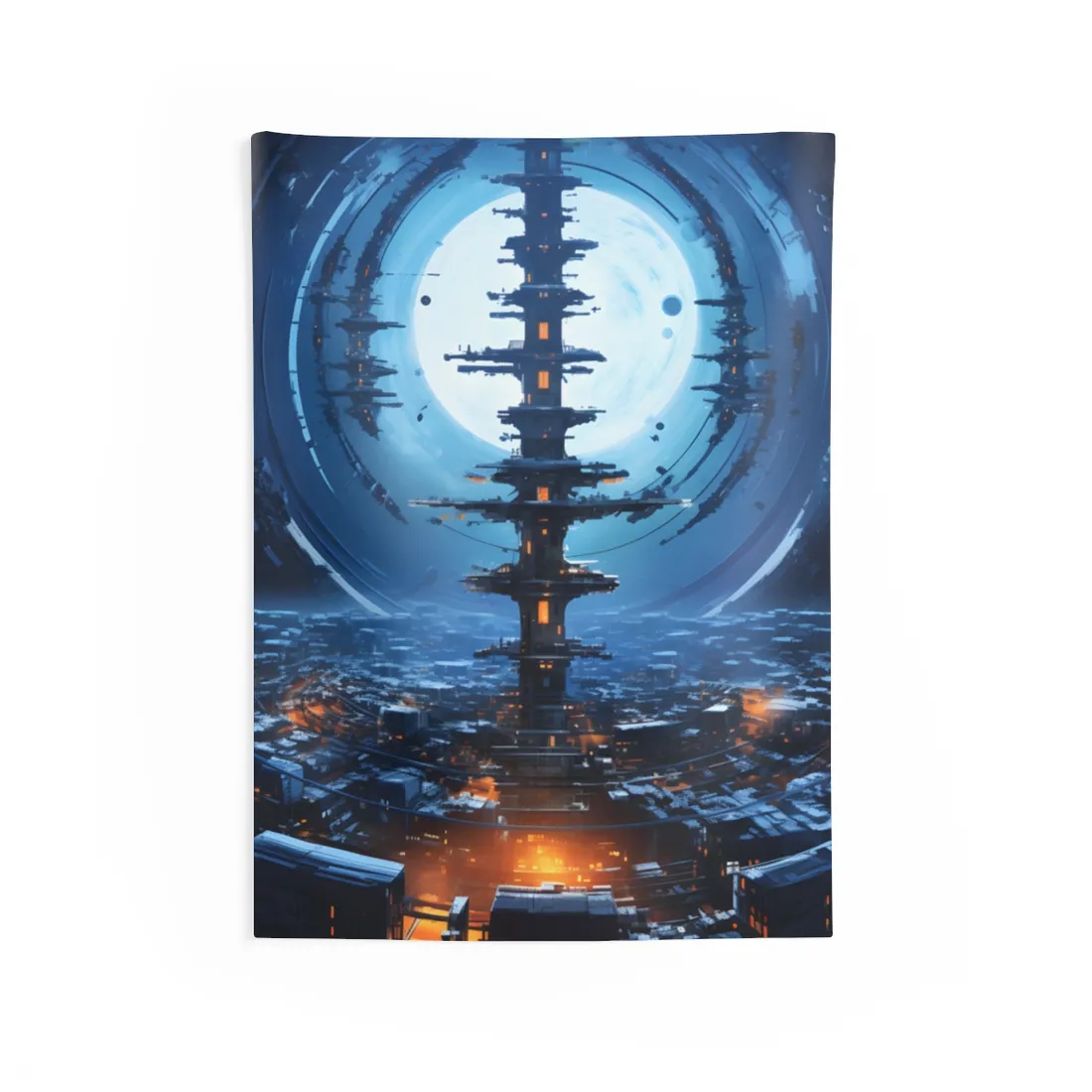 Aetherial Space Station: Low Earth Orbit Digital Art - Wall Tapestry