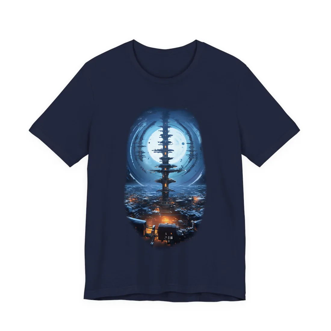 Aetherial Space Station: Low Earth Orbit Digital Art - T-Shirt (Navy)