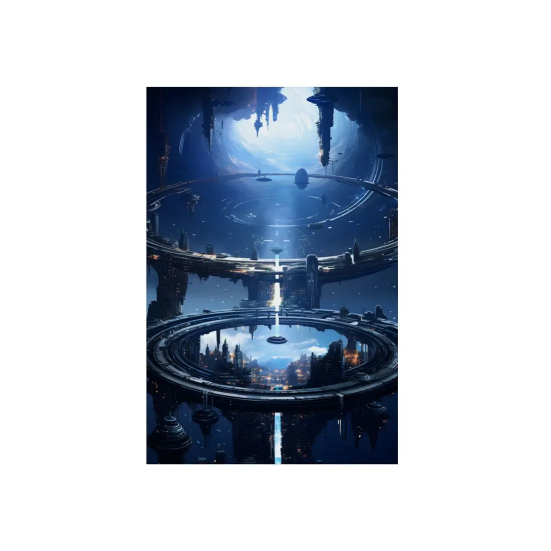 Aetherial Space Station: Massive, Futuristic Space Station in Orbit - Metal Poster