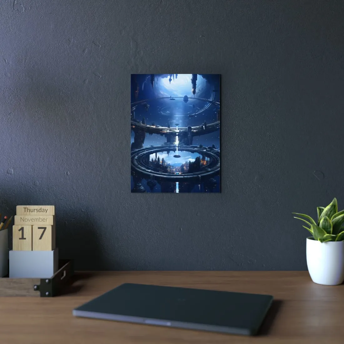 Aetherial Space Station: Massive, Futuristic Space Station in Orbit - Metal Poster