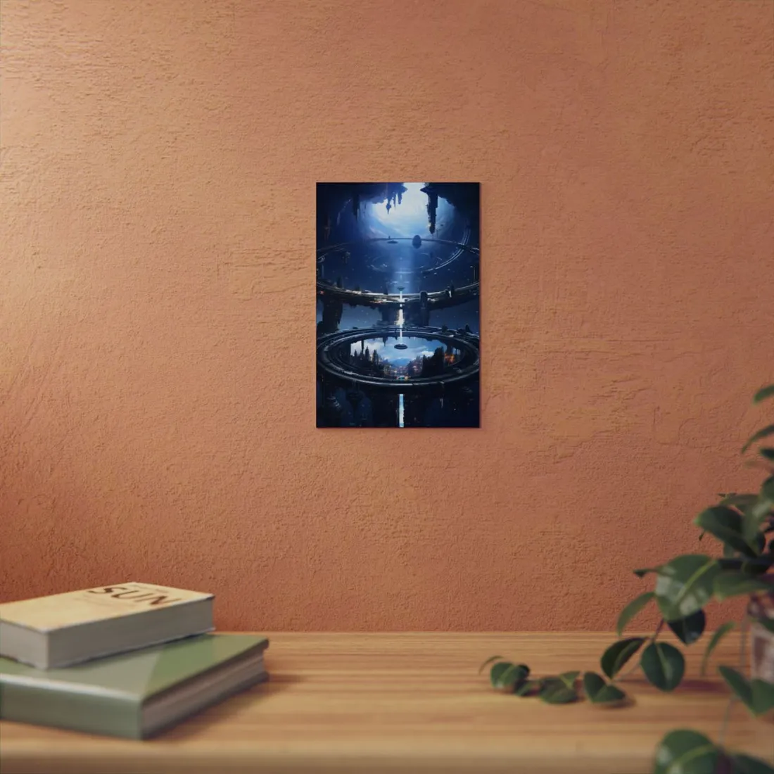 Aetherial Space Station: Massive, Futuristic Space Station in Orbit - Metal Poster