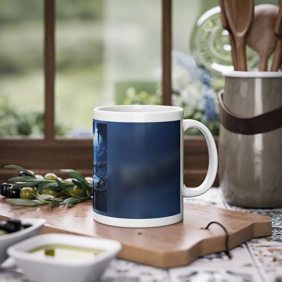 Aetherial Space Station: Massive, Futuristic Space Station in Orbit - Mug