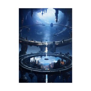 Futuristic Ring City at Night Poster