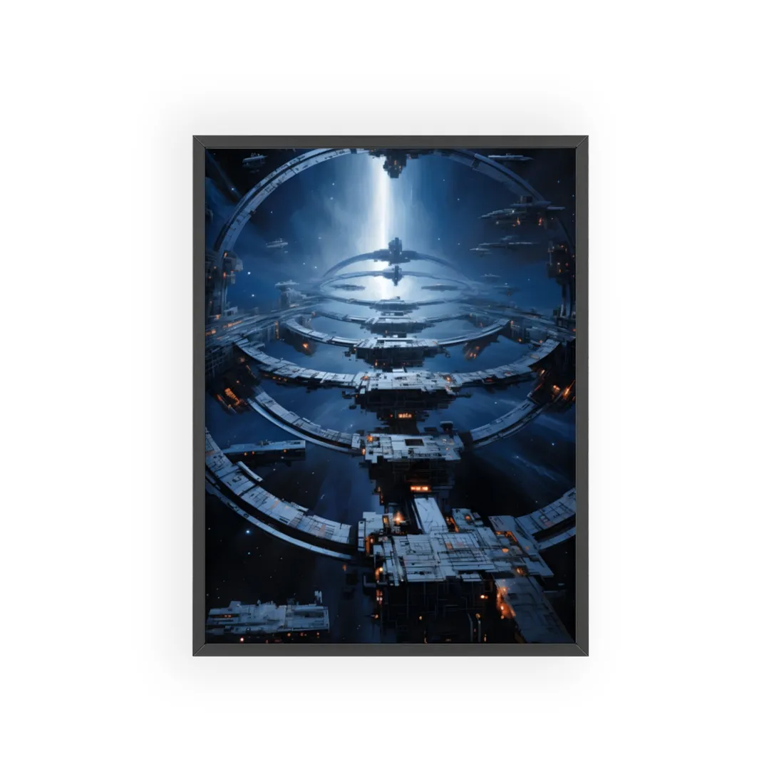 Aetherial Space Station: Massive Orbital Habitat - Framed Poster