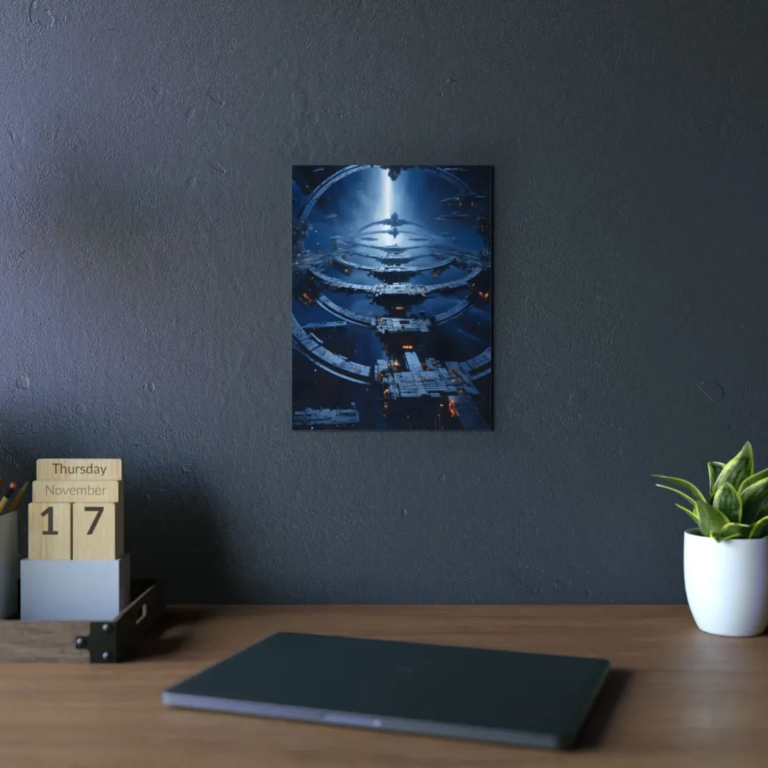 Aetherial Space Station: Massive Orbital Habitat - Metal Poster