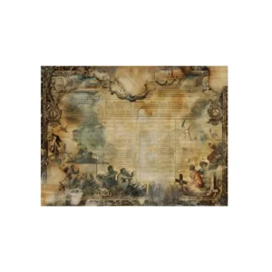 Vintage Parchment Ledger Collage Metal Poster