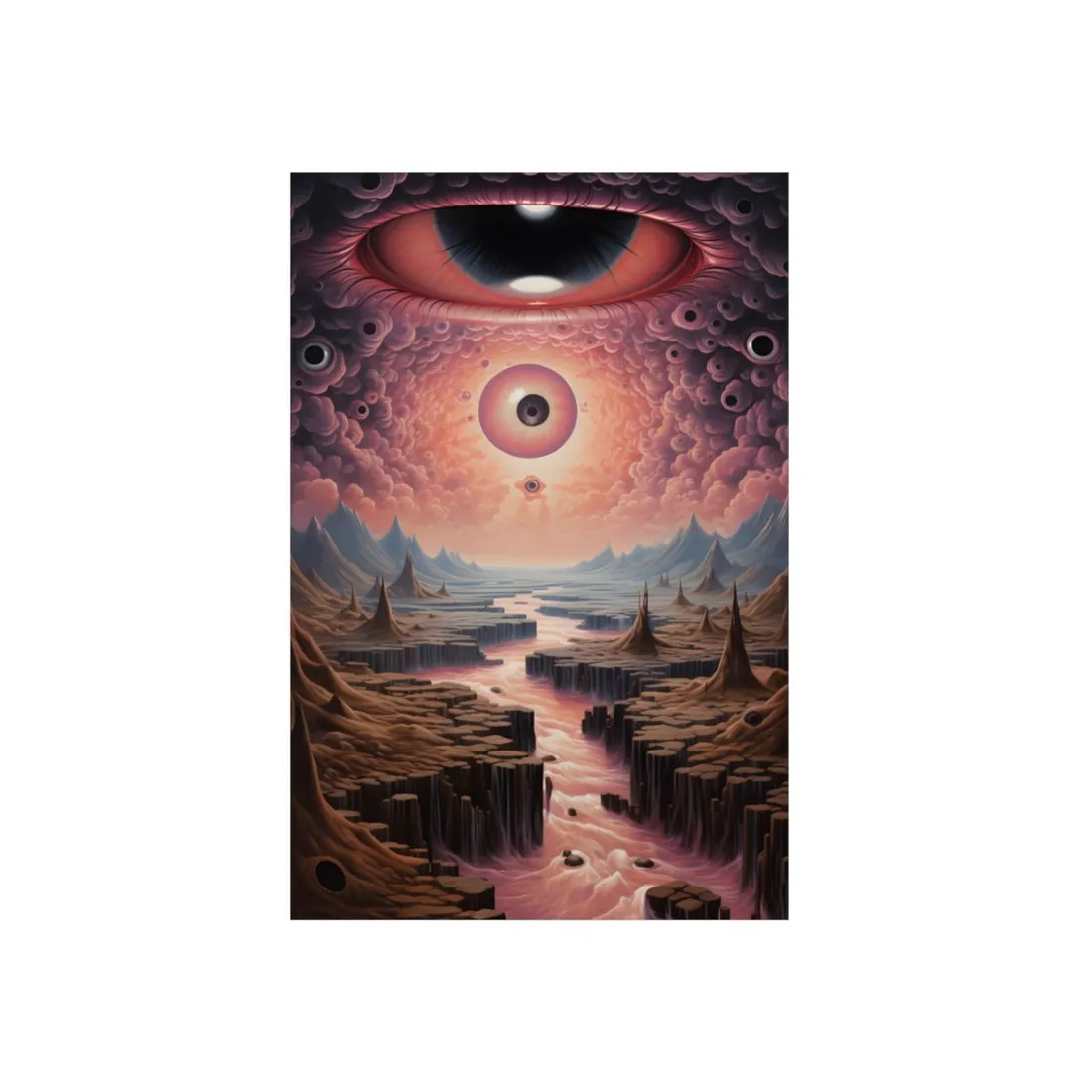Alien Eye Sky: Surreal Otherworldly Landscape - Metal Poster