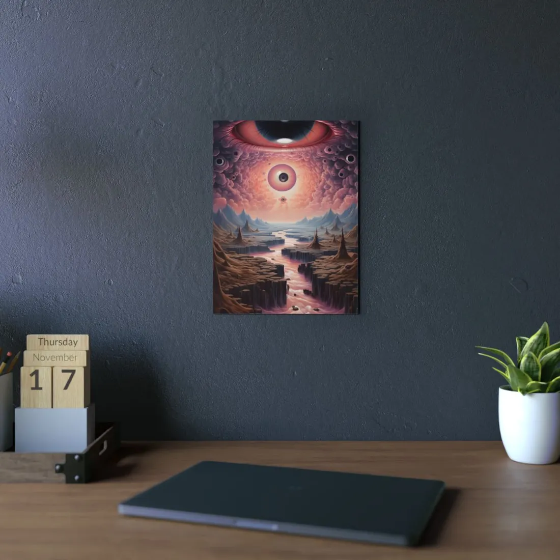Alien Eye Sky: Surreal Otherworldly Landscape - Metal Poster