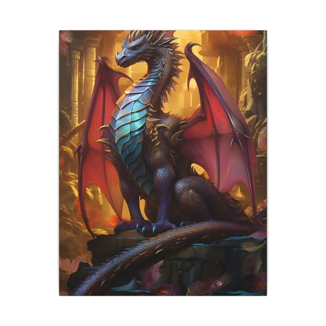 Ancient Dragon Guardian: Fantasy Artwork - Dragon Art - Canvas
