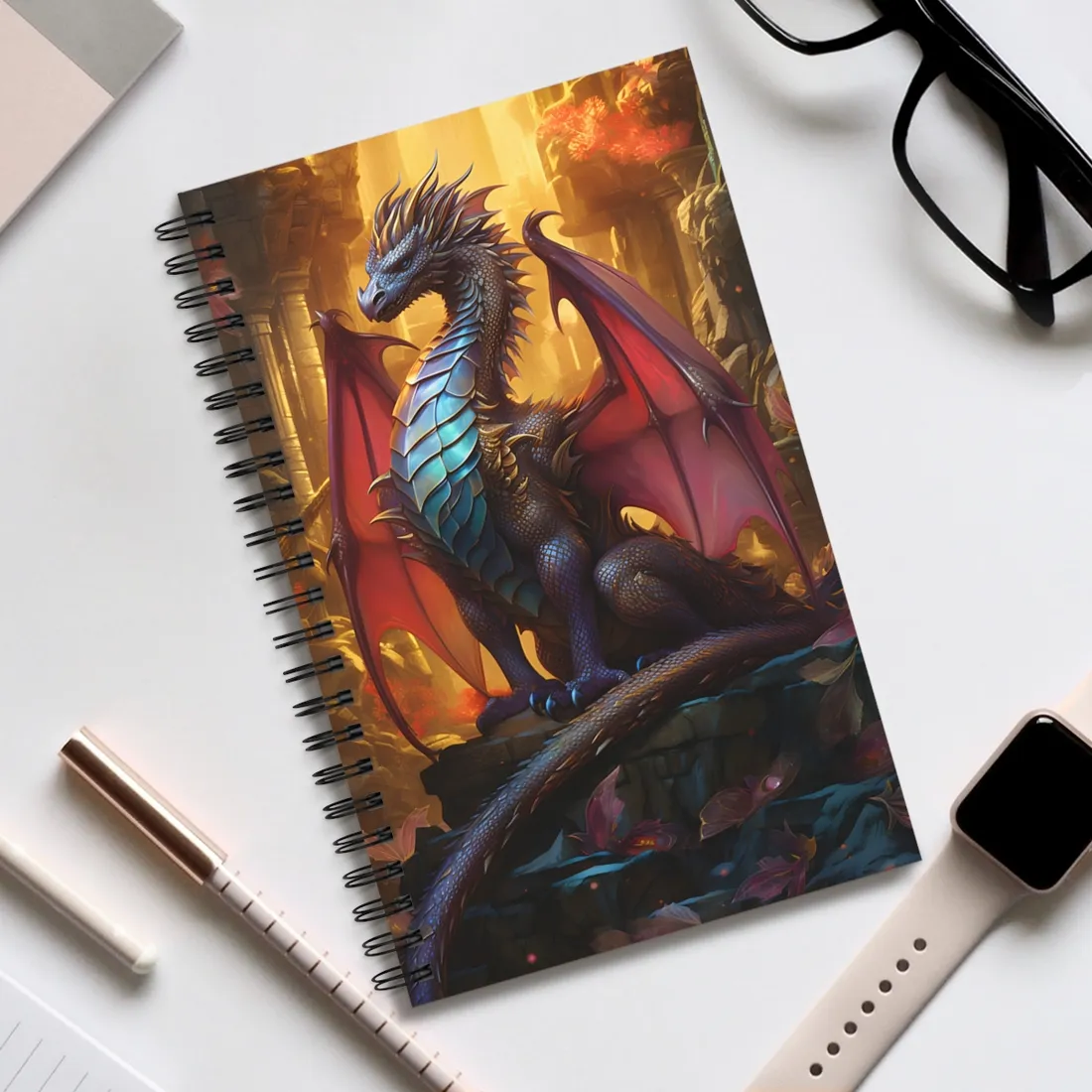 Ancient Dragon Guardian: Fantasy Artwork - Dragon Art - Spiral Notebook