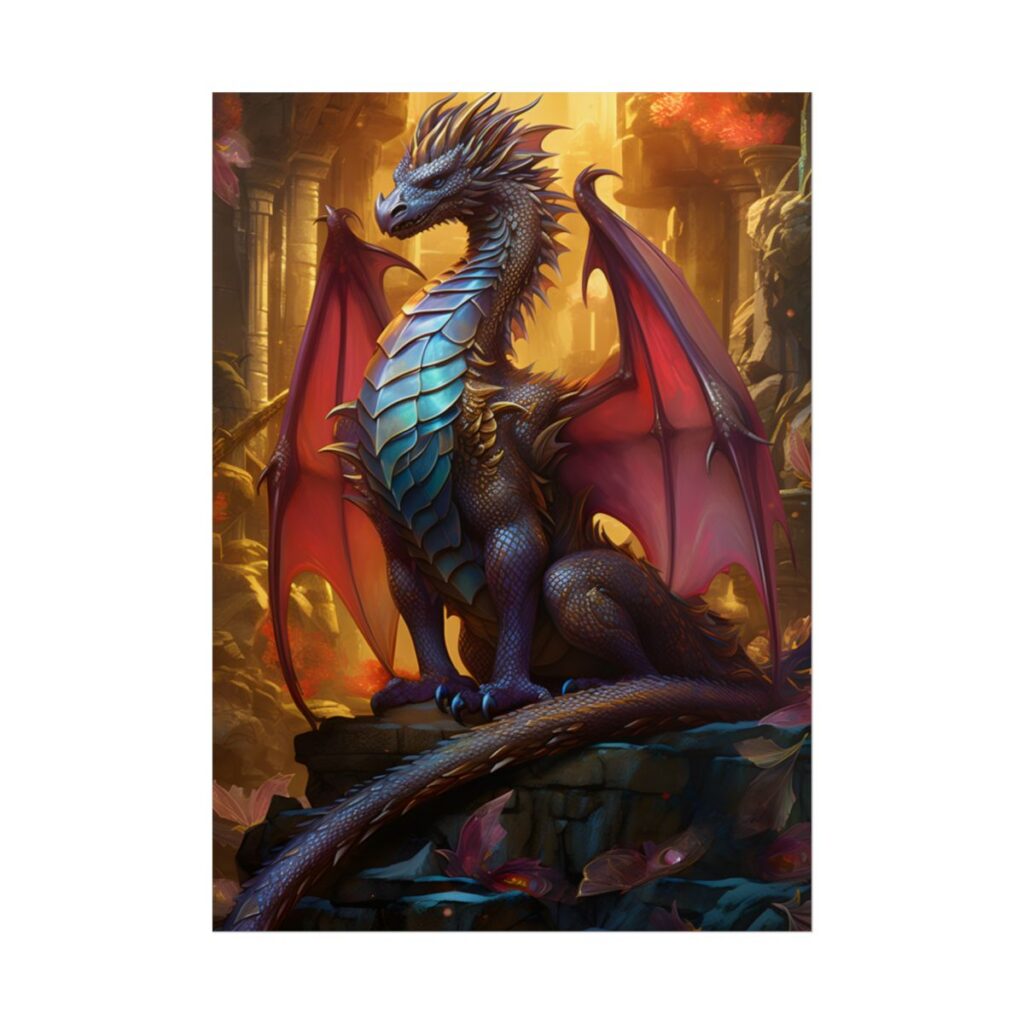Ancient Dragon Guardian: Fantasy Artwork - Dragon Art - Poster