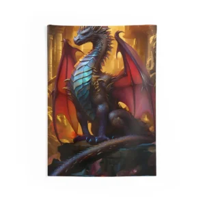 Dragon on Ancient Ledge Wall Tapestry