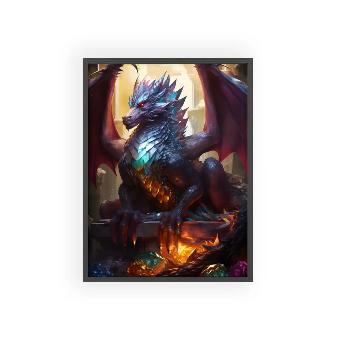 Ancient Dragon's Majestic Lair: Fantasy Guardians of Old - Framed Poster