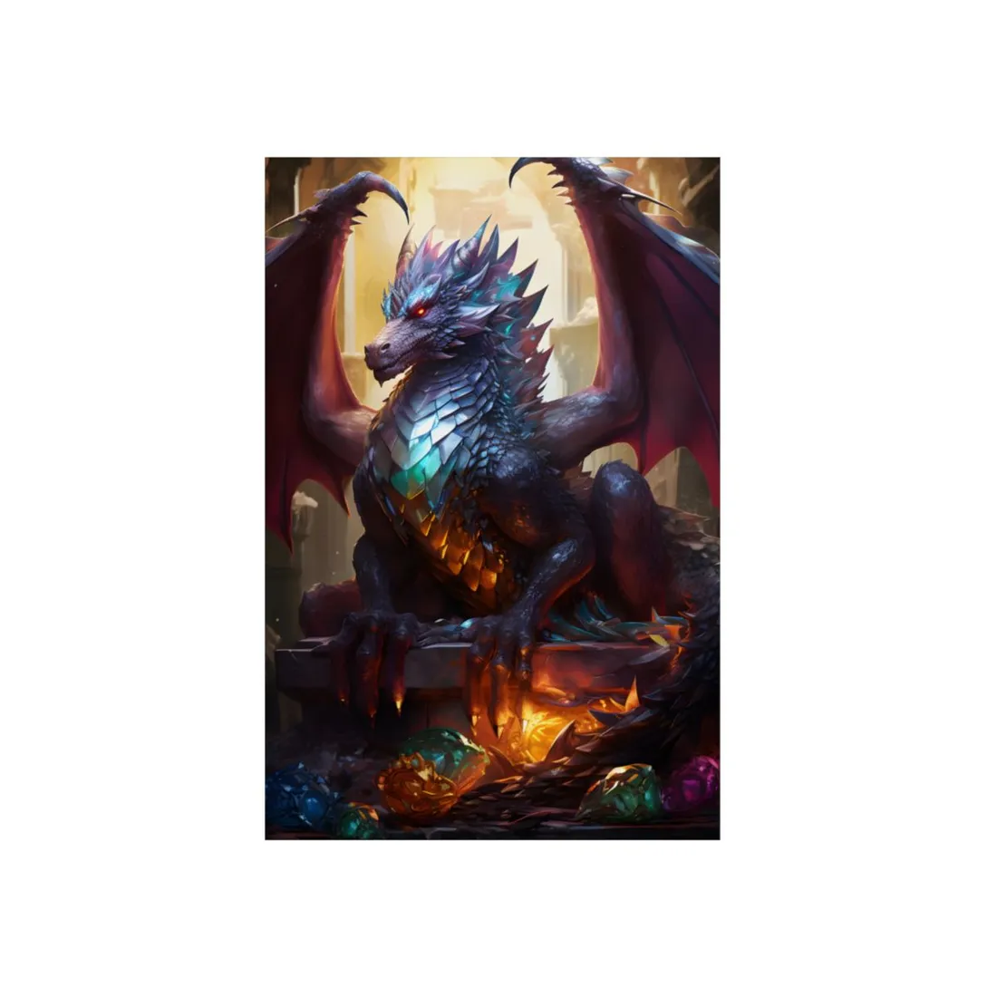 Ancient Dragon's Majestic Lair: Fantasy Guardians of Old - Metal Poster