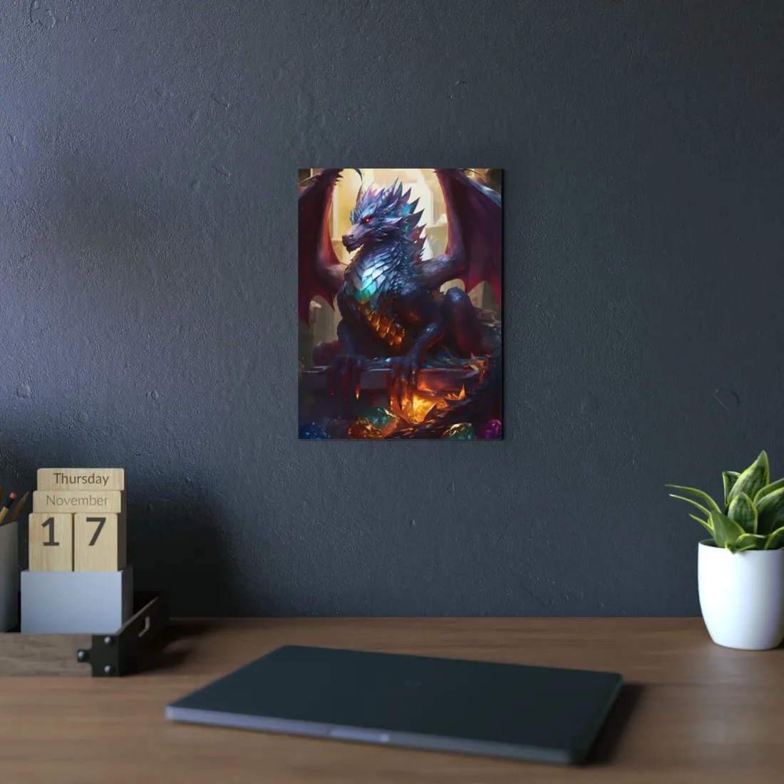 Ancient Dragon's Majestic Lair: Fantasy Guardians of Old - Metal Poster