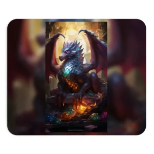 Dragon Guarding Colorful Gems Mouse Pad