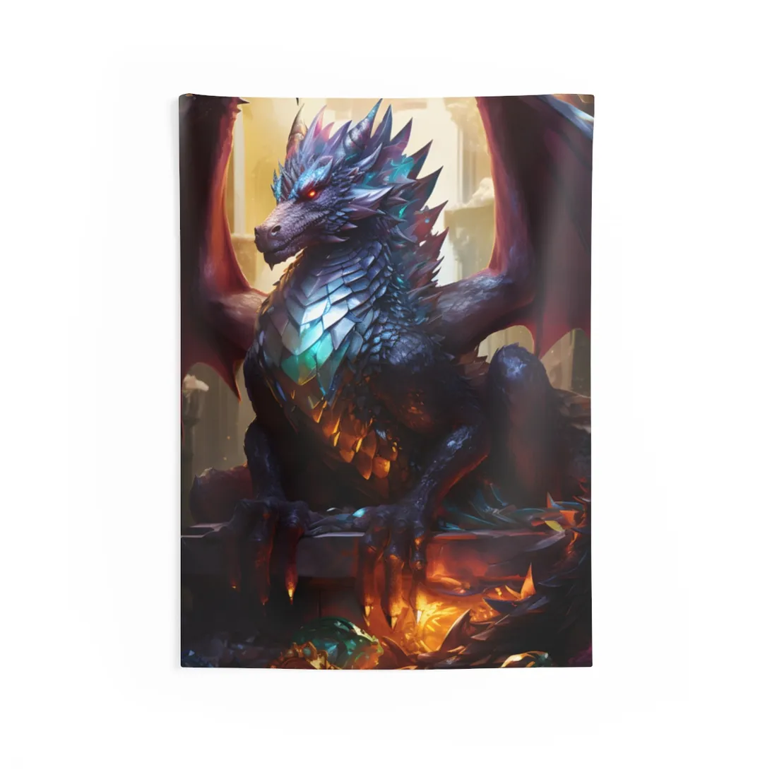 Ancient Dragon's Majestic Lair: Fantasy Guardians of Old - Wall Tapestry