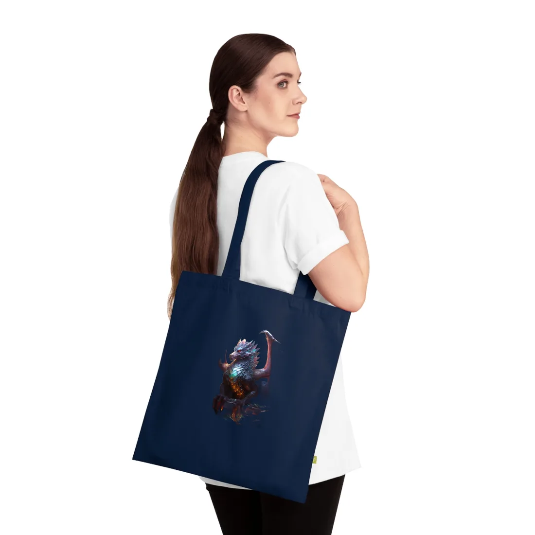 Ancient Dragon's Majestic Lair: Fantasy Guardians of Old - Tote Bag (French Navy)