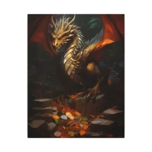 Golden Dragon Guarding Coins Canvas Print