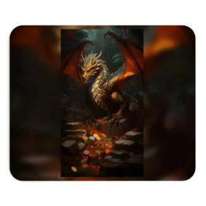 Golden Dragon Guarding Coins Mouse Pad