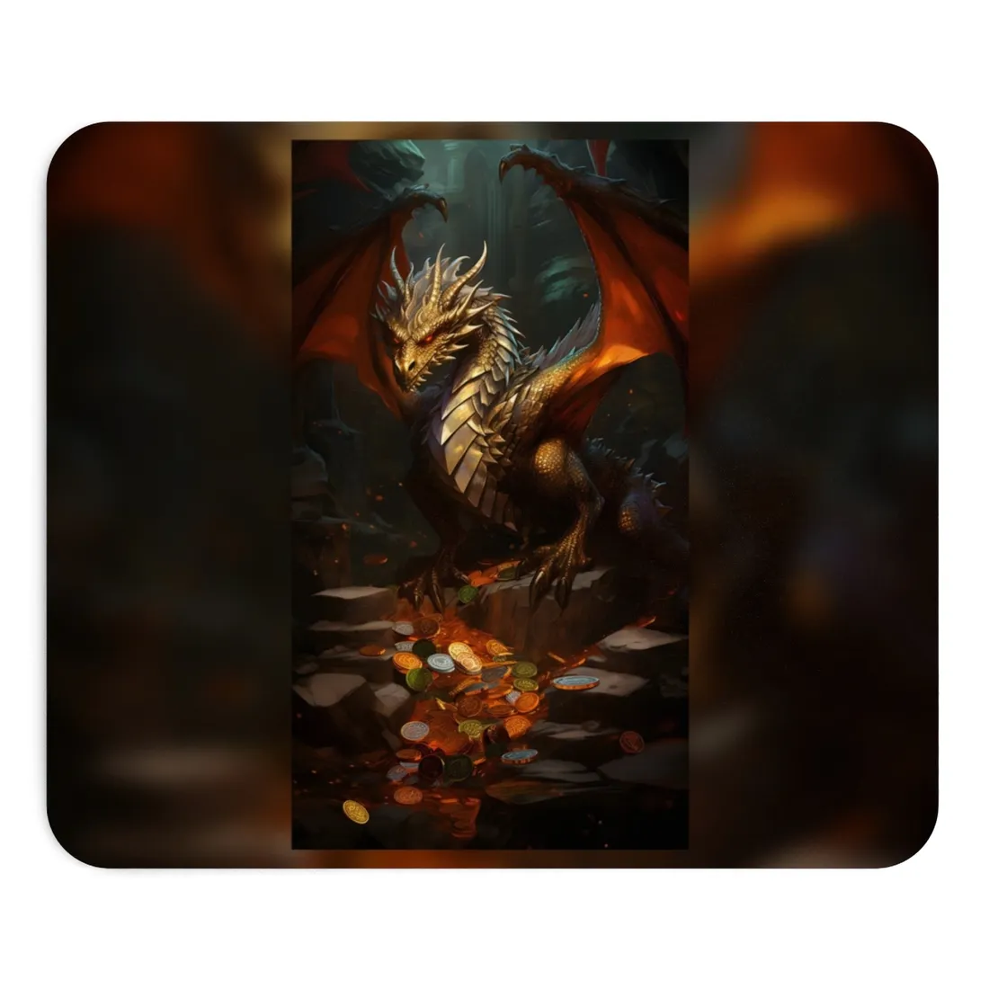 Ancient Fantasy Dragon Guard: Majestic Creature Art - Mouse Pad