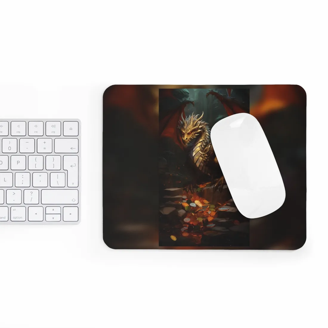 Ancient Fantasy Dragon Guard: Majestic Creature Art - Mouse Pad