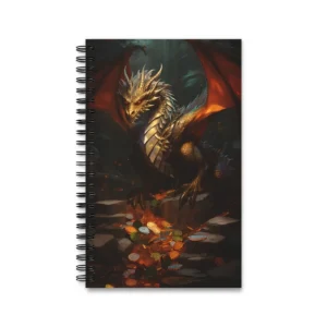 Golden Dragon Guarding Coins Spiral Notebook