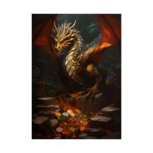 Golden Dragon Guarding Coins Poster