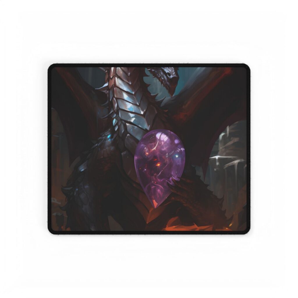 Ancient Fantasy Dragon Guarding Lair: Mythical Artwork - Desk Mat
