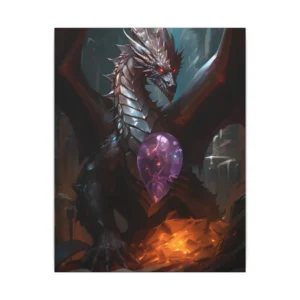Dragon Guarding Violet Crystal Canvas Print