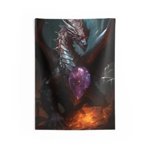 Dragon Guarding Violet Crystal Wall Tapestry