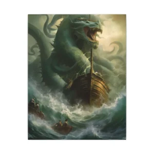 Sea Serpent and Sailing Ship Canvas Print