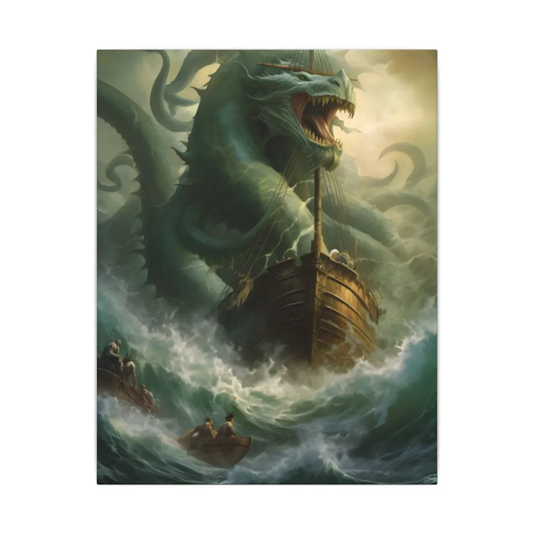 Ancient Mythical Sea Monsters: Prehistoric Marine Creature Art - Canvas