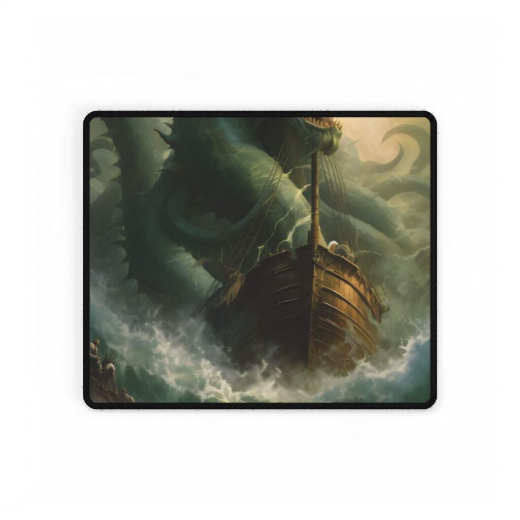 Ancient Mythical Sea Monsters: Prehistoric Marine Creature Art - Desk Mat