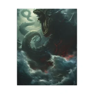 Sea Monster Rising from Waves Canvas Print